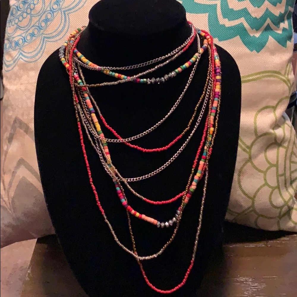 Intricately Beaded Multistrand Statement Necklace - image 1